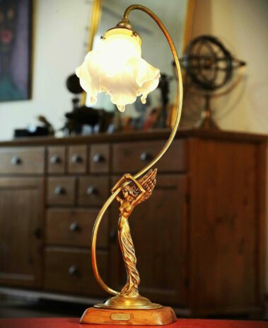 Lampe statuette bronze Art Nouveau