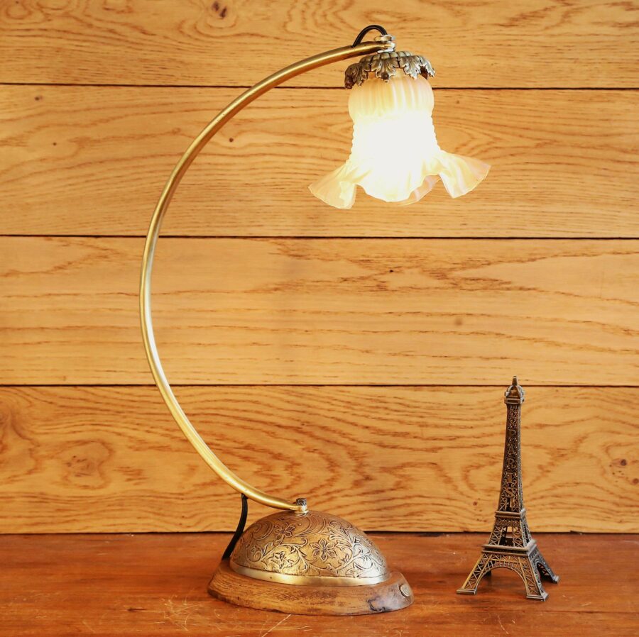 Lampe Art Nouveau laiton et bronze