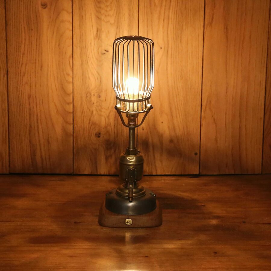 Lampe originale récup métal vintage laiton et acer