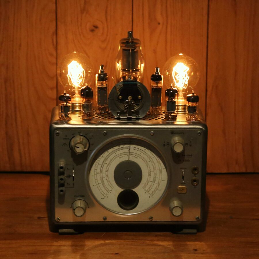 Lampe Steampunk générateur de labo Philips vintage