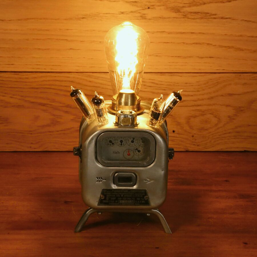 Lampe Steampunk industrielle compteur électrique en métal